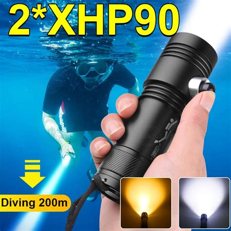 Newest Powerful Profession Led Diving Flashlight XHP90 Wick 2Modes