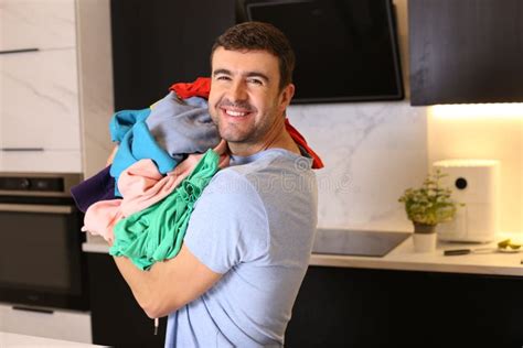 Cute Man Doing The Laundry Stock Image Image Of Confident 263512925