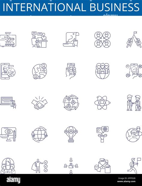 International Business Line Icons Signs Set Design Collection Of