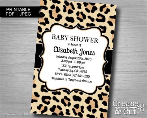 Leopard Print Baby Shower Invitation Cheetah Print Baby Shower Etsy