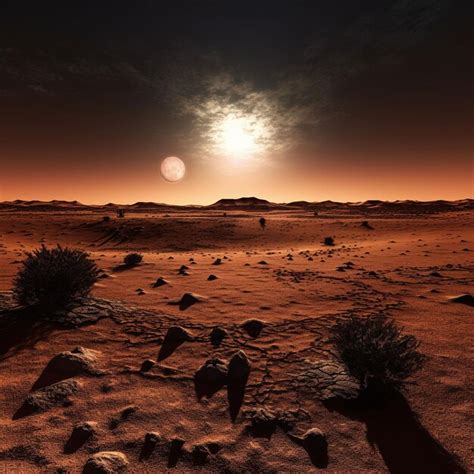 Premium AI Image | A desert with a full moon in the sky