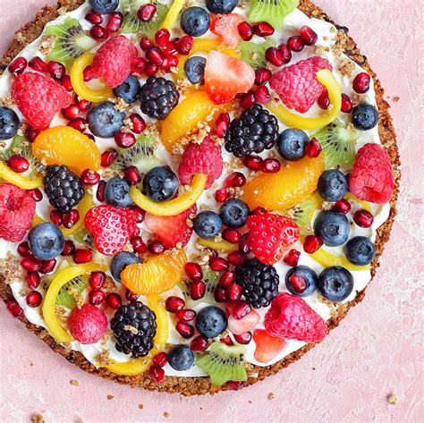 Rainbow Fruit Pizza With Coconut Whipped Cream Nosh And Nourish