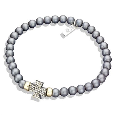 Limited Edition Matte Onyx Beads And 14k Gold Double Sided Pave Diamond Cross Bracelet Mens