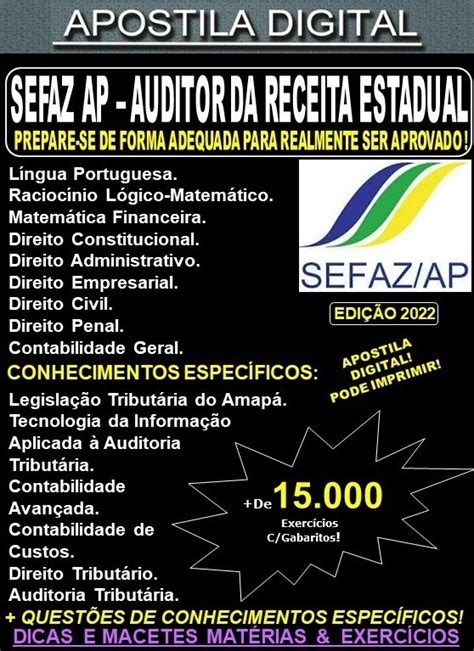 Apostila Sefaz Ap Auditor Da Receita Estadual Are Teoria 15000