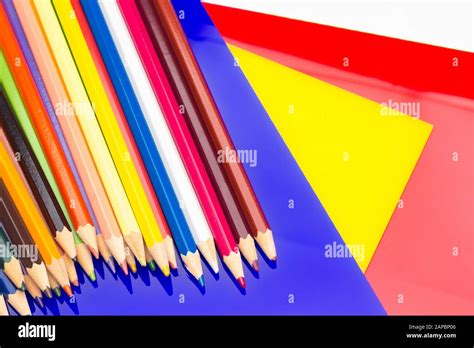 Colored Pencils With A Sharp Point Ready To Draw And Paint Drawings