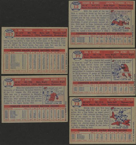 Lot Of 22 1957 Topps Baseball Cards With 252 Carl Erskine 75 Jimmy