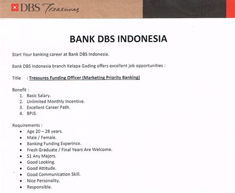 Lowongan Kerja PT Bank DBS Indonesia ACC UBM