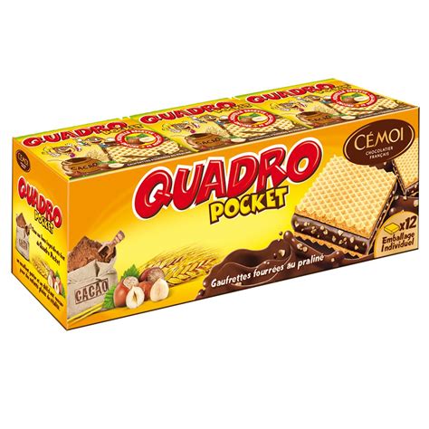 Cemoi Quadro Pocket Gaufrettes Fourrées Au Praline 250g Pas Cher