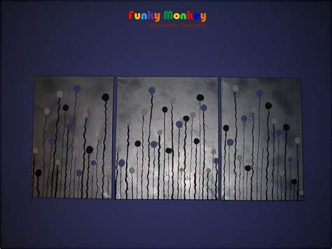 Funky Monkey : Μοντέρνος, ασημί πίνακας - τρίπτυχο