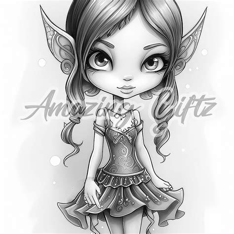 Elf Princess Coloring Page For Adults Printable Whimsical Etsy