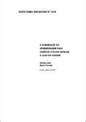 Repositório do Conhecimento do Ipea A Aceleração da aprendizagem para