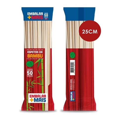 ESPETO BAMBU 25CM PACOTE 50 UN EMBALAR MAIS Queiroz