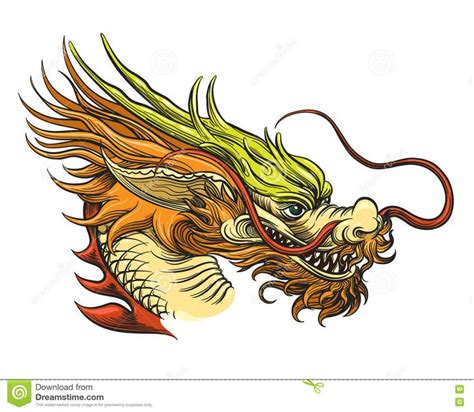 The Head Of A Dragon With Yellow And Red Hair On It S Face In Profile