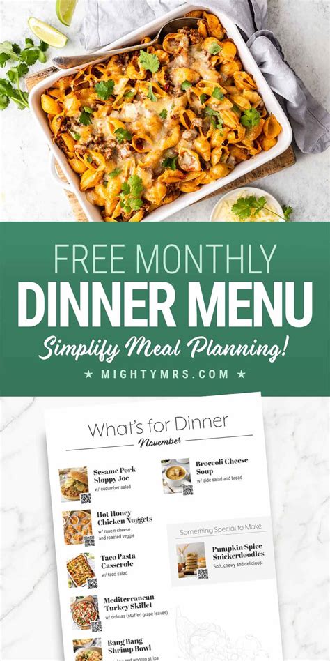Monthly Dinner Menu Artofit