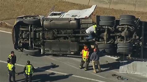 Overturned Tractor Trailer Blocks Road In Fayetteville Youtube