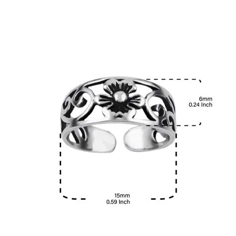 925 Sterling Silver Flower Toe Ring | Agora