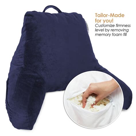 Soft Reading Pillow, TV & Bed Rest Pillow, Arms Support With Pockets - Navy Blue | eBay