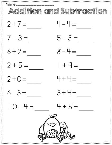 Free Adding And Subtracting Worksheets