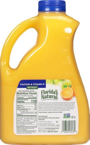 Florida S Natural No Pulp Calcium Orange Juice Fl Oz Kroger