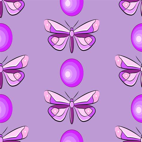 Cartoon Pink Butterfly Colorful Seamless Pattern Natural Purple Vector