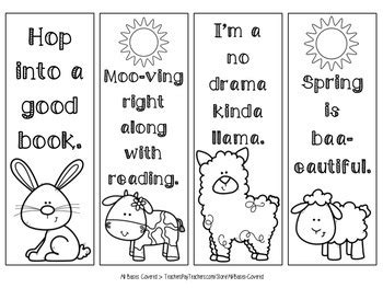 Spring Bookmarks To Color By All Bases Covered TPT