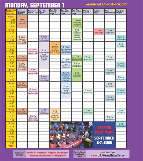 Schedule of Daily Events – Allentown Fair