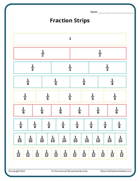 Printable Fraction Strips Tool To Understand Fractions