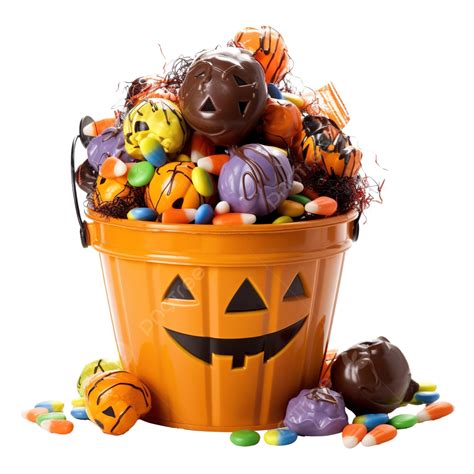 Halloween Jack O Lantern Pail Overflowing With Colorful Chocolate