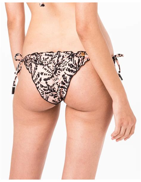 Braguita De Bikini Brasileña Con Ribete Lateral Y Estampado Nude Bottom