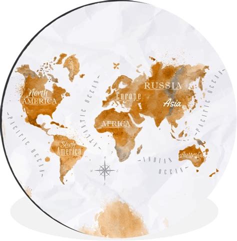 WallCircle Wandcirkel Muurcirkel Kaart Goud Wereld