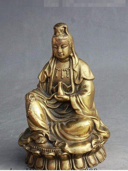 Ym Chinese Buddhism Brass Sit Vase Free Kwan Yin Guanyin