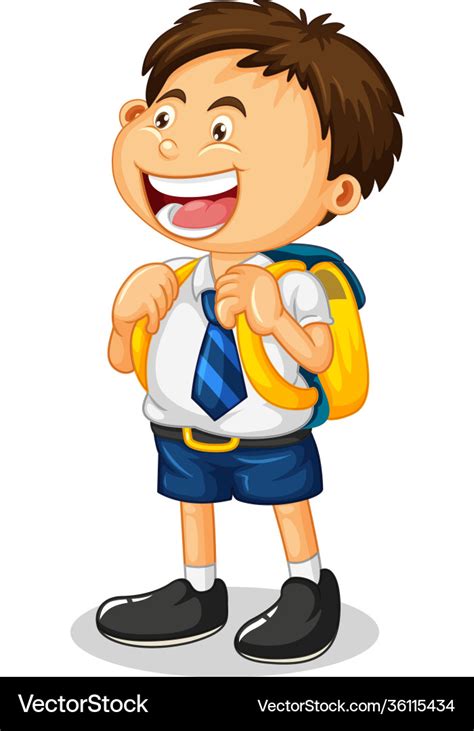 A student boy cartoon character isolated on white Vector Image