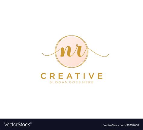 Initial Nr Feminine Logo Beauty Monogram Vector Image