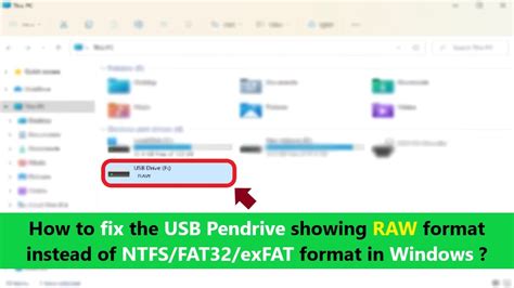 How To Fix The Usb Pendrive Showing Raw Format Instead Of Ntfsfat32