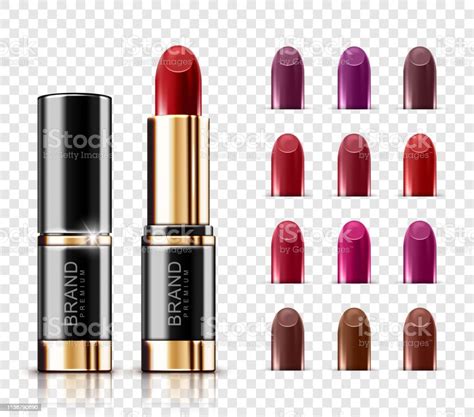 Realistic Vector Lipstick Assortment Set With Glossy Colors Isolated On