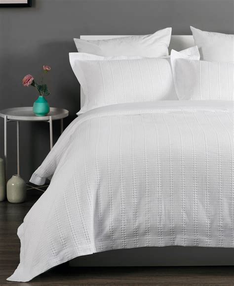 Onkaparinga White Yarra Waffle Cotton Quilt Cover Set Temple Webster