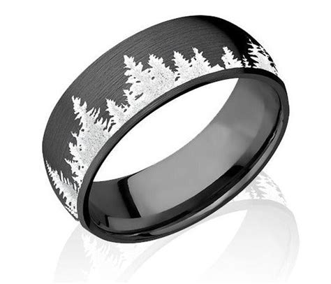 Tree Pattern Ring In 8mm Black Zirconium Camo Ever After