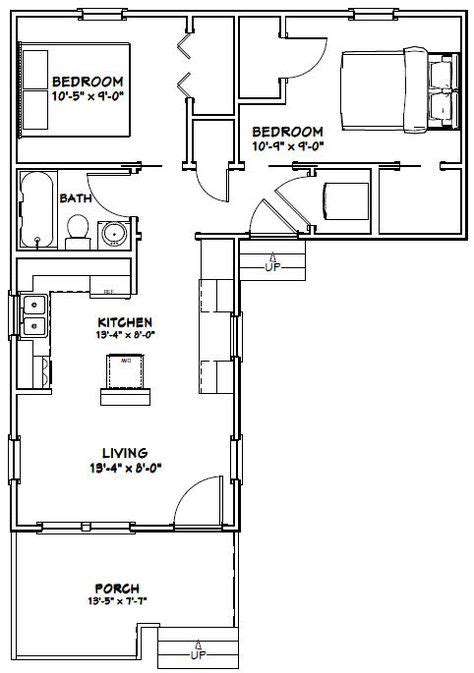 14x32 House 14x32h1l 643 Sq Ft Excellent Floor Plans L Shaped House Plans L Shaped