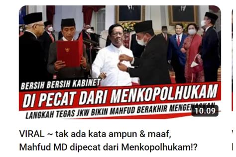 Cek Fakta Viral Tak Ada Kata Ampun Dan Maaf Mahfud Md Dipecat Dari