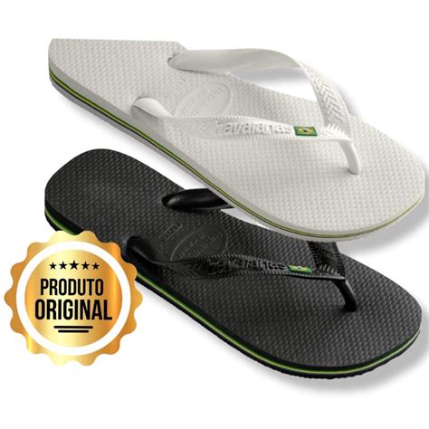 Sandalia Havaianas Do Brasil Original Branca E Preta Bandeira Brasil