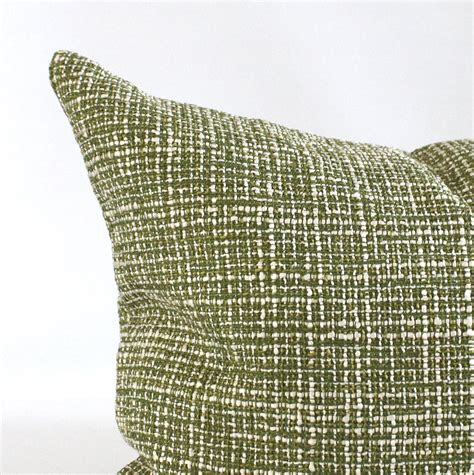 Lumbar Pillow Cover Green Tweed Upholstery Fabric Spring Decor Etsy