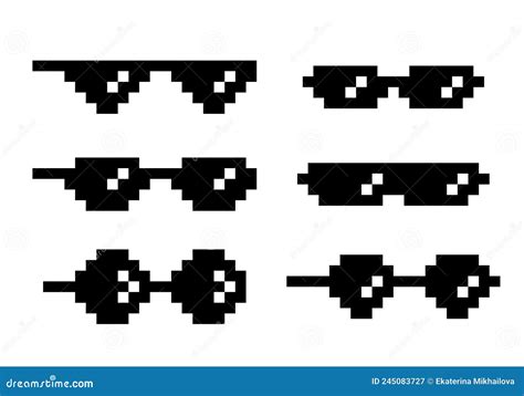 Pixel Glasses Meme Set Funny Bit Boss Spectacles Collection Gangster