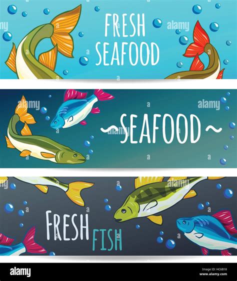 Seafood Restaurant Seafood Background Fresh Fish Salmon Vector