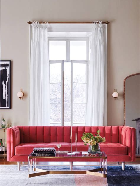 Anthropologie Pink Velvet Sofa | Baci Living Room