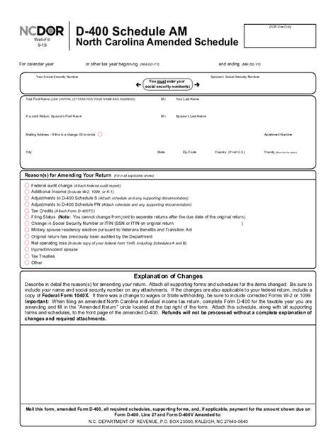 Fillable Online Ncdor When Where And How To File Your Amended