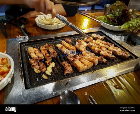 Samgyeopsal Grilled Pork Belly Popular In South Korea Three Layer