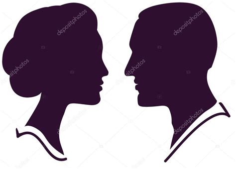 Man And Woman Face Profile Vector Male Female Couple — Stock Vector © Prezent 5596589