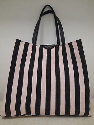 Victoria S Secret Pink Black Striped Weekender Tote Bag EBay