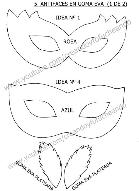 5 Ideas de Antifaces en Goma eva para Disfraces y Carnavales Diseños