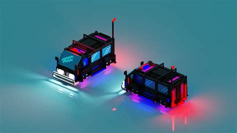 Cyberpunk Voxel Hovering Police Van Free 3d Model Cgtrader